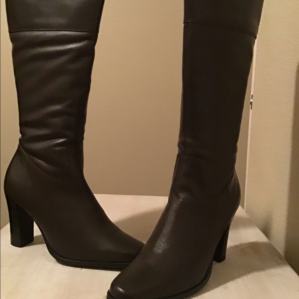 Brown high heel boots
